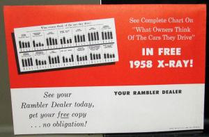 1958 AMC Rambler Dealer Mailers Brochures Pair X-Ray Compare to Ford Models