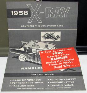1958 AMC Rambler Dealer Mailers Brochures Pair X-Ray Compare to Ford Models