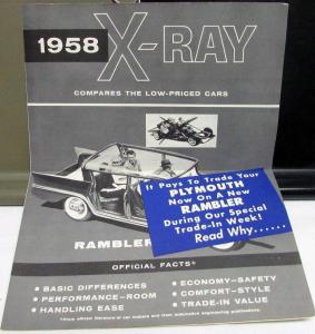 1958 AMC Rambler Dealer Mailers Brochures Pair X-Ray Compare to Plymouth Models