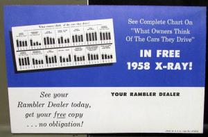 1958 AMC Rambler Dealer Mailers Brochures Pair X-Ray Compare to Plymouth Models