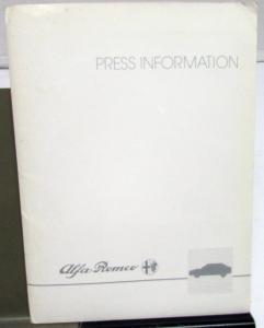 1987 Alfa Romeo Press Kit New Models Spider Veloce Milano Quadrifoglio Graduate