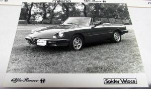 1987 Alfa Romeo Press Kit New Models Spider Veloce Milano Quadrifoglio Graduate