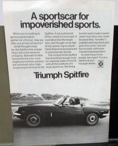 1970 Triumph Dealer Sales Brochure Sportscar Champions Sport Magazine Reprint