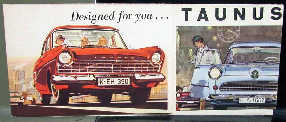 1960 German Ford Dealer Taunus Sales Brochure Folder 17M 12M English Text
