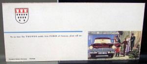 1960 German Ford Dealer Taunus Sales Brochure Folder 17M 12M English Text
