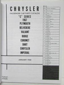 1967 Mopar Car Parts Book Plymouth Dodge Dart Barracuda Charger GTX Repro