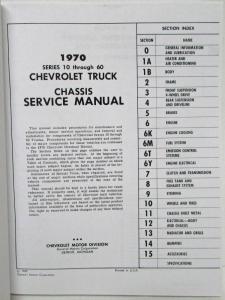 1970 Chevrolet CK 10 20 30 Series & Larger Truck Service Shop Manual Repro