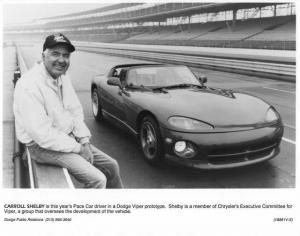 1991 Dodge Viper Prototype Indy 500 Pace Car Press Photo Poster - Shelby 0042