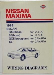 1989 Nissan Maxima Sedan GXE and SE Electrical Wiring Diagram Manual - US & CA