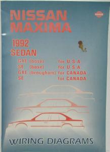 1992 Nissan Maxima Sedan GXE and SE Electrical Wiring Diagram Manual - US & CA