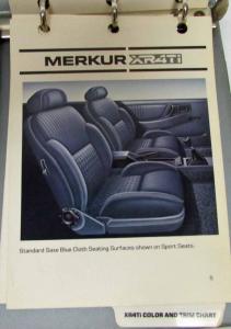 1985 Merkur XR4Ti Color and Upholstery Selections Dealer Album