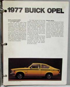 1977 Buick Opel Dealer Album Data Book Folder