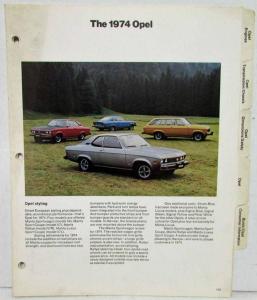 1974 Buick Opel Dealer Album Data Book Loose Leaf Pages