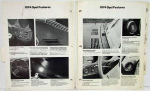 1974 Buick Opel Dealer Album Data Book Loose Leaf Pages