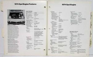 1974 Buick Opel Dealer Album Data Book Loose Leaf Pages