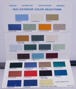 1972 Ford Light Truck Exterior Colors Paint Chips Folder Pickup Bronco Econoline