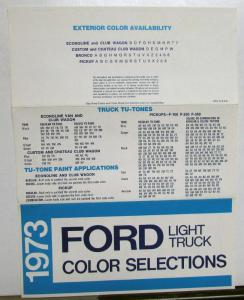 1973 Ford Light Truck Exterior Colors Paint Chips Folder Pickup Bronco Econoline