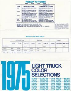 1975 Ford Light Truck Exterior Colors Paint Chips Folder Pickup Bronco Econoline