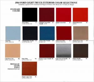 1984 Ford Light Truck Exterior Colors Paint Chips Folder Pickup Bronco Econoline