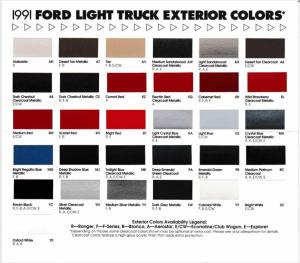 1991 Ford Lt Truck Exterior Colors Paint Chips Folder Pickup Econoline Explorer