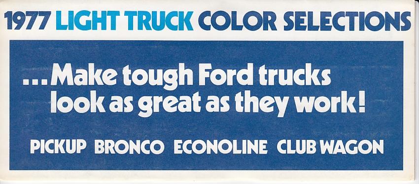 1977 Ford Light Truck Exterior Colors Paint Chips Folder Pickup Bronco Econoline