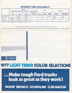 1977 Ford Light Truck Exterior Colors Paint Chips Folder Pickup Bronco Econoline