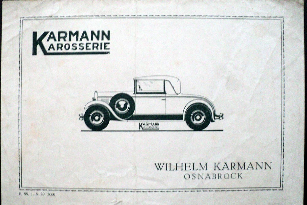 1929 1930 Karman Karosserie Auto Sales Leaflet German Text ORIGINAL