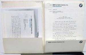 1984 BMW Press Kit Media Release 318I 528e 533i 733i 633CSi New Models Intro