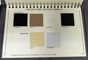 1985 Lincoln Color & Upholstery Selections Dealer Album TownCar Continental Mark