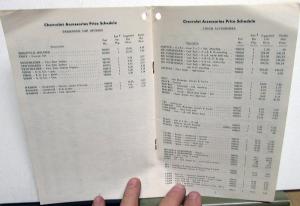 1960 Chevrolet Dealer Accessories Confidential Price Schedule Car Truck Orig