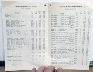 1960 Chevrolet Dealer Accessories Confidential Price Schedule Car Truck Orig