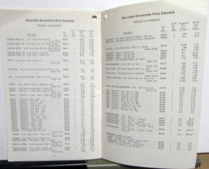 1960 Chevrolet Dealer Accessories Confidential Price Schedule Car Truck Orig