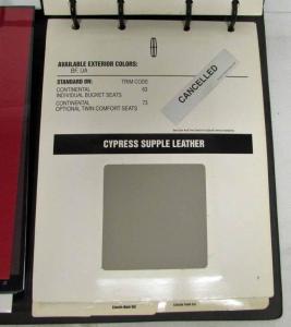1996 Lincoln Color & Upholstery Selection Dealer Album Continental Mark Town Car
