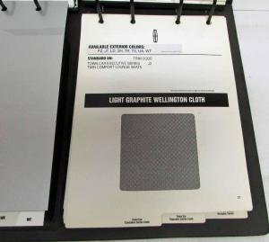 1996 Lincoln Color & Upholstery Selection Dealer Album Continental Mark Town Car