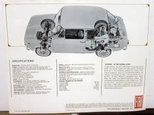 1967 Fiat Dealer Sales Brochure Folder 850 Sedan Features Specifications