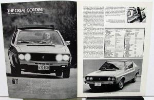 1975 Renault 17 Gordini Dealer Sales Brochure Original Motor Trend Test Reprint