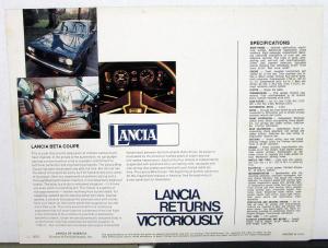 Lancia Literature Collection 1937 Aprilia Saloon Article 1977 Data Sheets & More