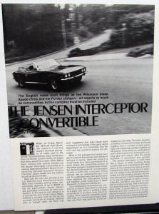 1975 Jensen Interceptor Convertible Dealer Brochure Original Motor Trend Reprint