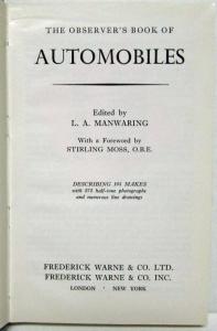 The Observers Book of Automobiles - Lotus Ferrari Porsche Lambo - Stirling Moss
