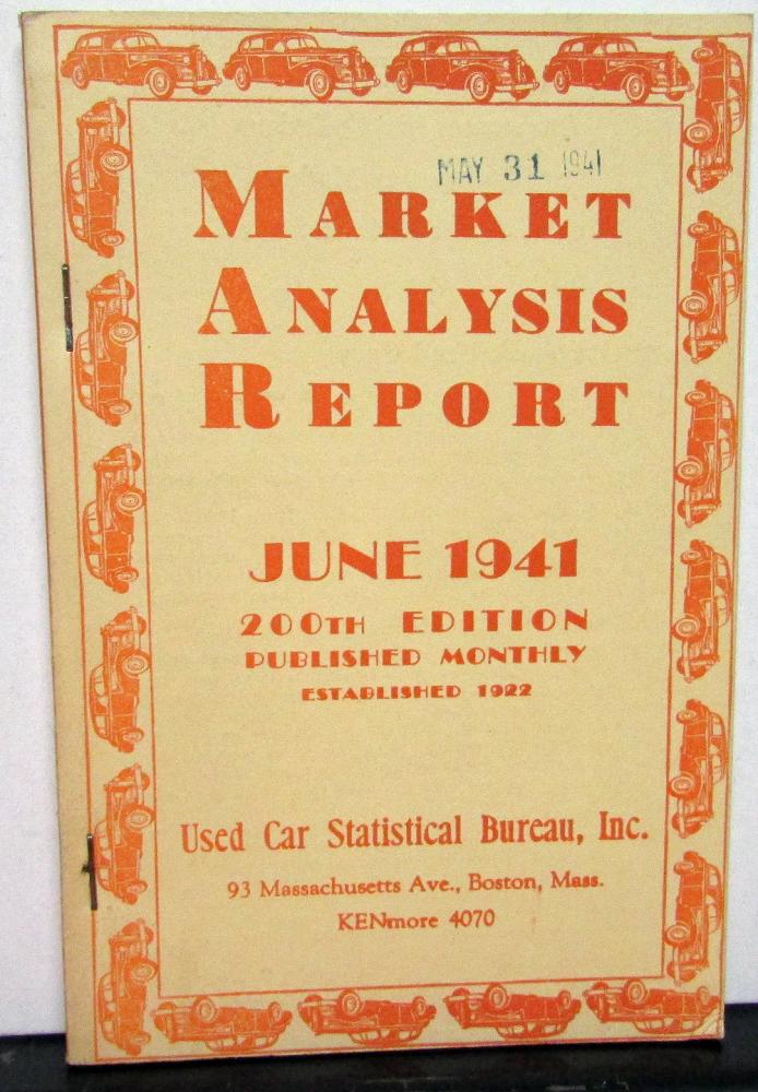 1941 Market Analysis Report June Ed Used Car Pricing Guide Cadillac Olds Packard