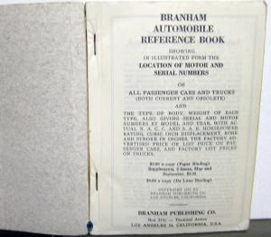 1954 Branham Automobile Reference Book Buick Hudson Autocar Crosley