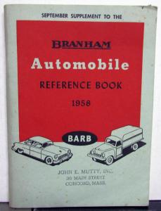 1958 Branham Automobile Reference Book - September Supplement