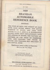 1959 Branham Automobile Reference Book - May Supplement