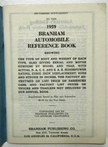 1959 Branham Automobile Reference Book - September Supplement