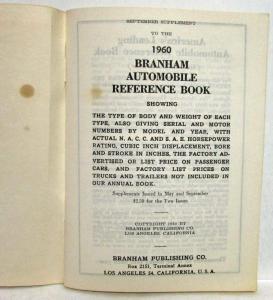 1960 Branham Automobile Reference Book - Sept Sup International BMW Triumph