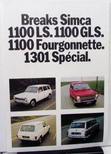 1972 Chrysler Of France Simca French Text Dealer Sales Brochure 1100 1301