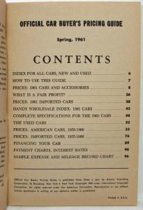 1961 Cars Official Wholesale & Retail Prices Spring Cadillac Olds Buick Ford