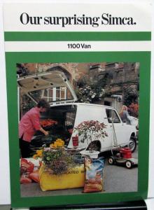 1972-73 Chrysler Of United Kingdom Foreign Dealer Simca 1100 Van Sales Brochure