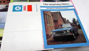 1973 Chrysler Of United Kingdom Dealer Sales Brochure Set Lot Simca Hillman