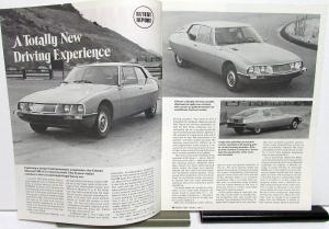 1972 Citroen SM Dealer Sales Brochure Road Test Magazine Article Factory Reprint